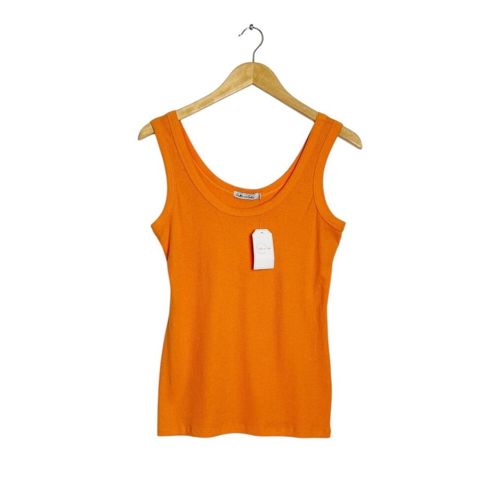 Culture Code Ribbed Scoop Neck Tank in Orange - Sz M - NWT